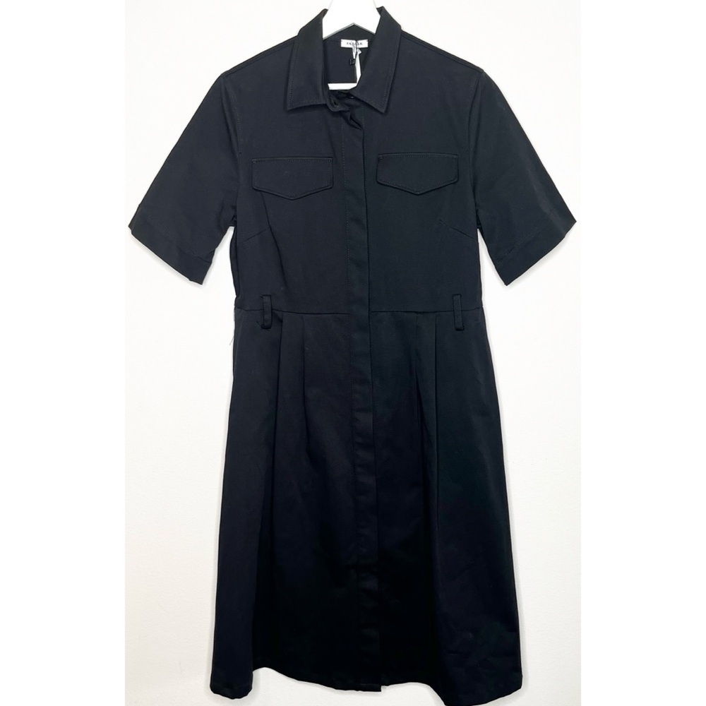 NWT PAROSH Black Cotton Pleated Dress Size Medium